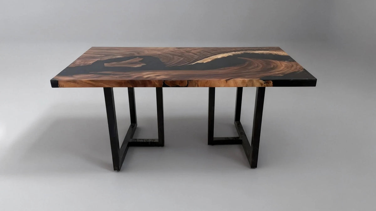 Place the resin tabletop onto the table legs.