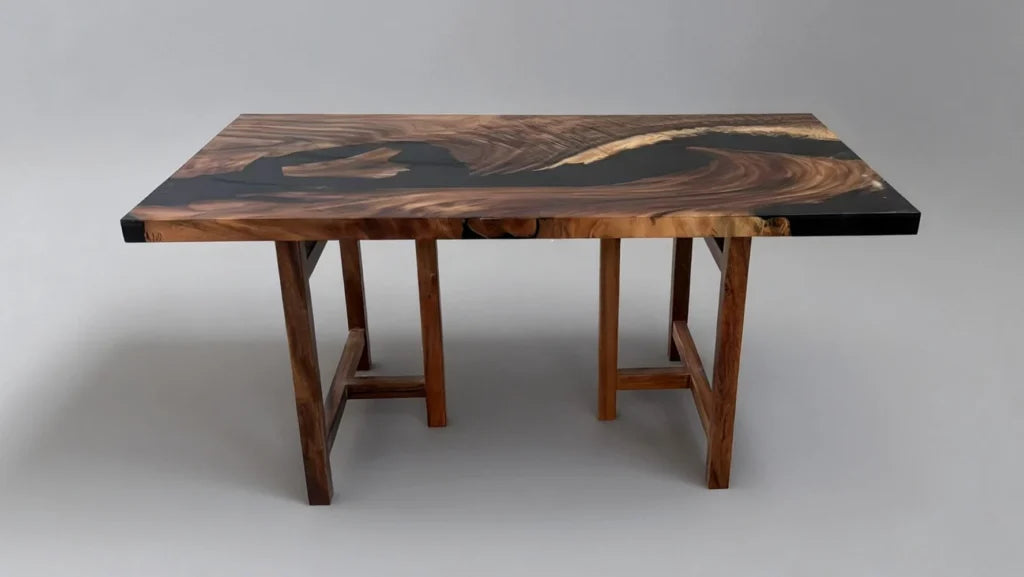 Place the resin tabletop onto the table legs.